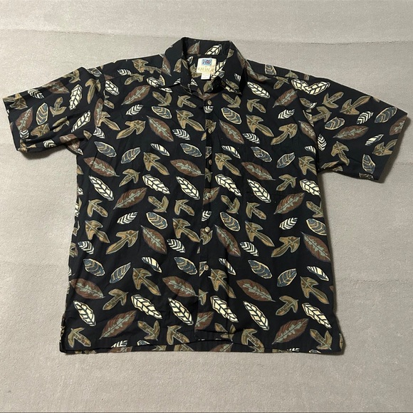 Vintage Avi Collection by Kahala Hawaiian Leaf all over print Shirt - Size L - Picture 1 of 7